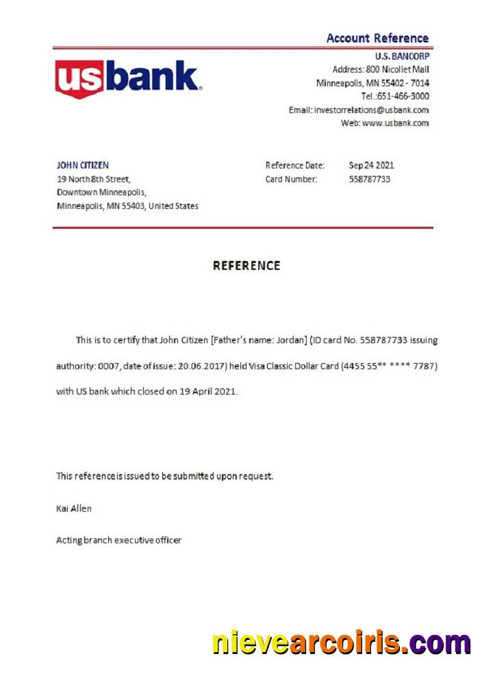 USA U.S. Bankcorp closure reference